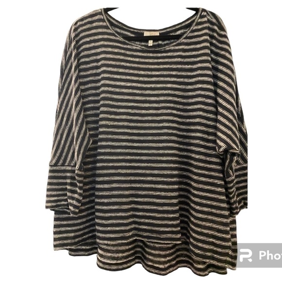 Joie linen knit sweater, oversized size M black/cream stripes, Raglan sl… - Picture 1 of 6